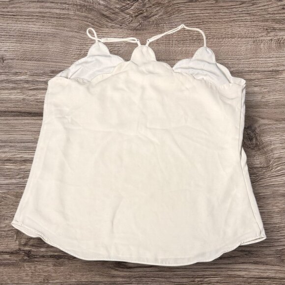 J CREW Scalloped Cami Tank Top Ivory Cream Racerback Spaghetti Blouse size 4 - Picture 6 of 10